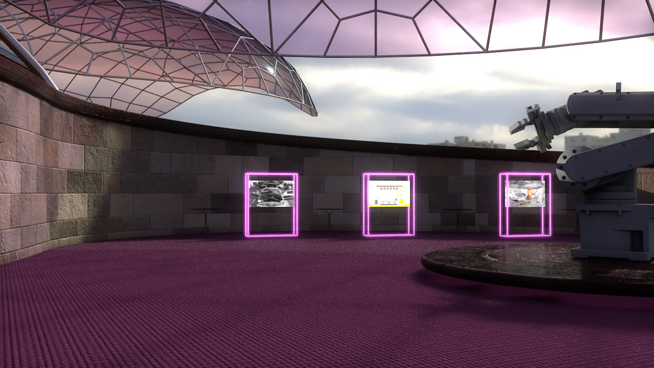 Virtuelle Messelocation — Perspektive auf den Empfangsbereich